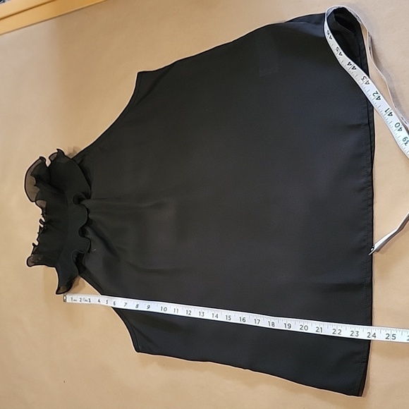 SHEIN Size M Black Frill Trim Mock Neck Sleeveless Blouse, EUC - Picture 12 of 15